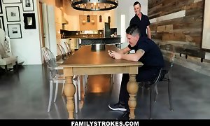 Got my stepsis to fuck me and my bro while mother isnt watching