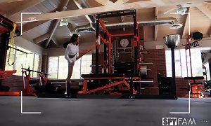 Little brother caught spying on his stepsis masturbating in the gym room